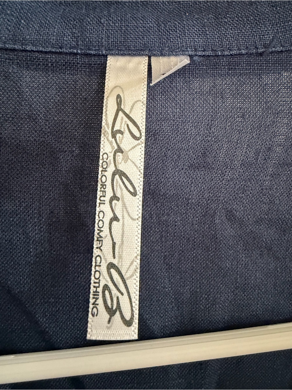 Lulu B Navy Linen Button-Up Shirt Medium - Picture 3 of 6